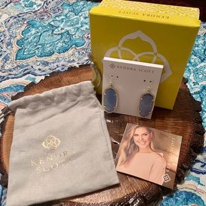 Kendra Scott periwinkle and gold Elle earrings